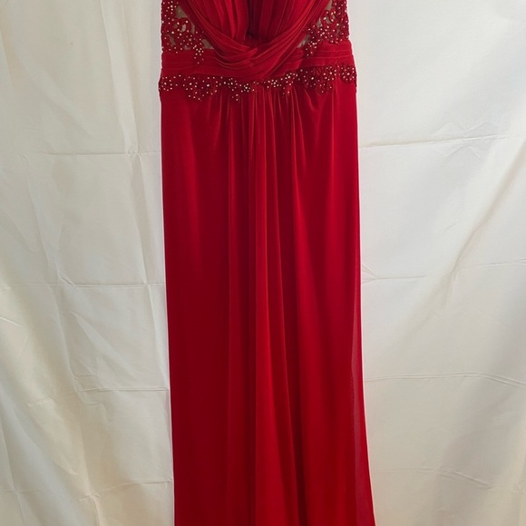 Red dress long Elegant Red Strapless Evening Gown size 6 womens beads lace - Picture 4 of 16